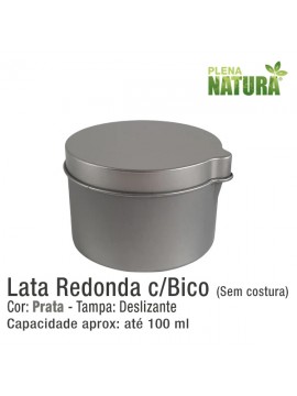 Lata Redonda, com Bico, sem Costura - Prata - 100ml